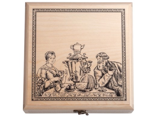 Подарочный набор с пакетированным чаем в деревянной шкатулке без лого