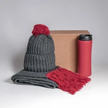 Набор подарочный COLD NIGHT: шарф и шапка, термокружка; красный 39534/08