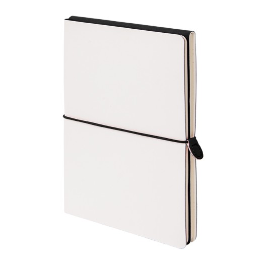 Бизнес-блокнот Combi, 130*210 мм, бело-черный, кремовый форзац, гибкая обложка, в клетку/нелин ,   21219/35