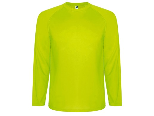 Футболка Montecarlo мужская с длинным рукавом, неоновый желтый с нанесением логотипа с нанесением логотипа
