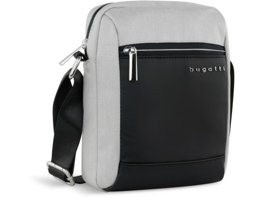 Сумка наплечная мужская BUGATTI СЕРА | SERA, светло-серая, полиэстер, 17х5,5х21 см, 1,5 л с нанесением логотипа с нанесением логотипа