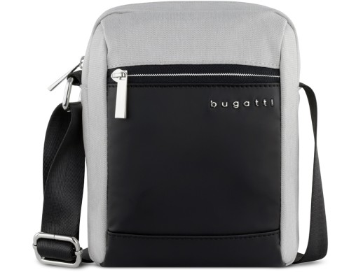 Сумка наплечная мужская BUGATTI СЕРА | SERA, светло-серая, полиэстер, 17х5,5х21 см, 1,5 л с нанесением логотипа с нанесением логотипа