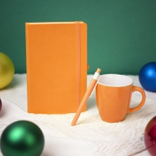 Подарочный набор HAPPINESS: блокнот, ручка, кружка, оранжевый   39483/06