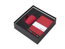 Подарочный набор с блокнотом С2, металлической ручкой и кружкой, красный