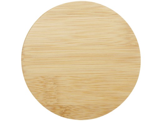 Стеклянная кружка Leona объемом 350 мл с бамбуковой крышкой - прозрачный