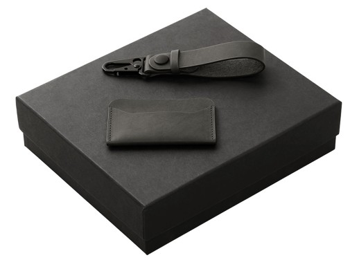 Подарочный набор Long River: картхолдер, ремешок для ключей (без лого Long River), черная коробка