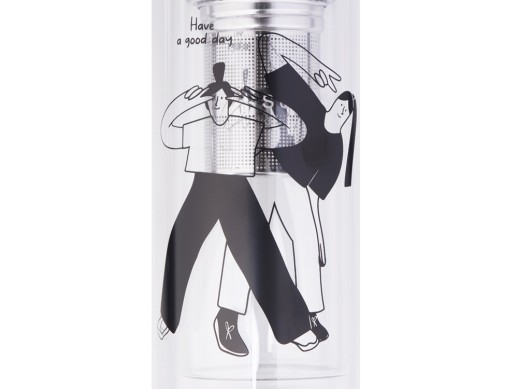 Стеклянная термобутылка Glassir, 500мл, черный (трафаретная печать круговая)