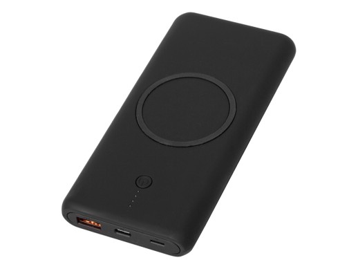 Внешний беспроводной аккумулятор c QC/PD Reload, 10000 mAh, черный с нанесением логотипа с нанесением логотипа