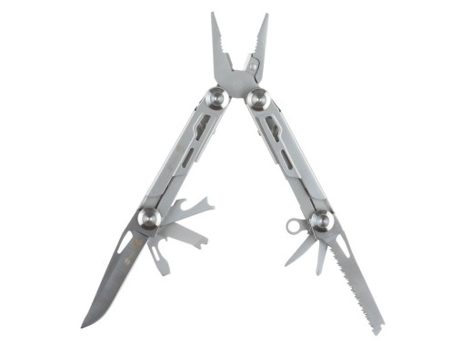 Мультитул Stinger, 105x45 мм, 12 функций, сталь, серебристый, в комплекте нейлоновый чехол с нанесением логотипа с нанесением логотипа
