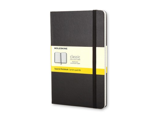 Записная книжка Moleskine Classic (в клетку) в твердой обложке, Large (13х21см), черный с нанесением логотипа с нанесением логотипа