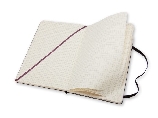 Записная книжка Moleskine Classic (в клетку) в твердой обложке, Large (13х21см), черный с нанесением логотипа с нанесением логотипа
