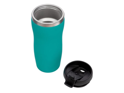 Термокружка Mony Steel 350 мл, soft touch, бирюзовый 320C с нанесением логотипа с нанесением логотипа