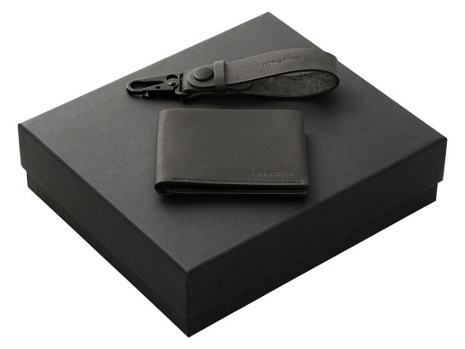 Подарочный набор Long River: кошелек, ремешок для ключей, черная коробка