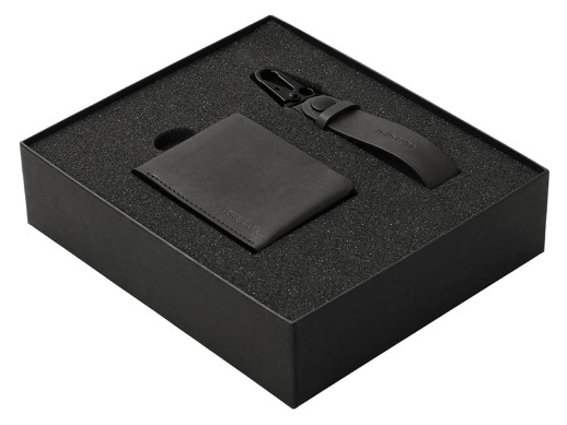 Подарочный набор Long River: кошелек, ремешок для ключей, черная коробка