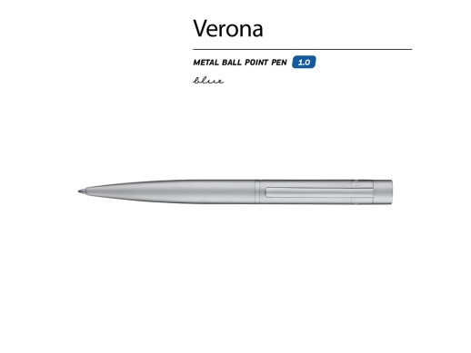 Ручка металлическая шариковая Verona,  1.0 мм, серебристая