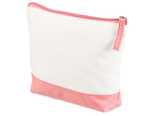 Косметичка хлопковая Cotton, белый/пыльно-розовый с нанесением логотипа с нанесением логотипа