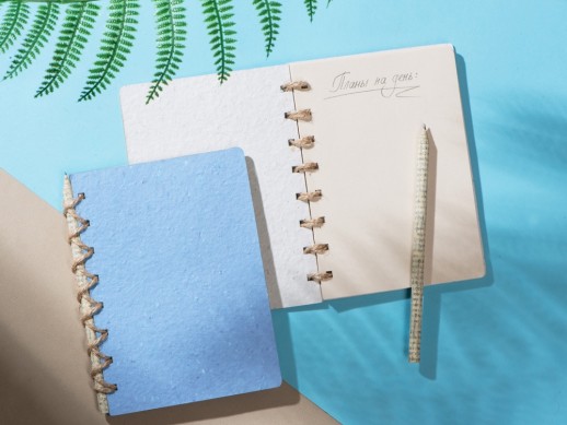 Живой блокнот с семенами цветов, А6, синий