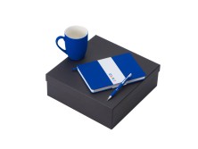 Подарочный набор с блокнотом С2, металлической ручкой и кружкой, синий