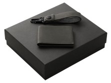 Подарочный набор Long River: кошелек, ремешок для ключей (без лого Long River), черная коробка