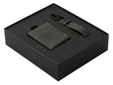 Подарочный набор Long River: кошелек, ремешок для ключей (без лого Long River), черная коробка