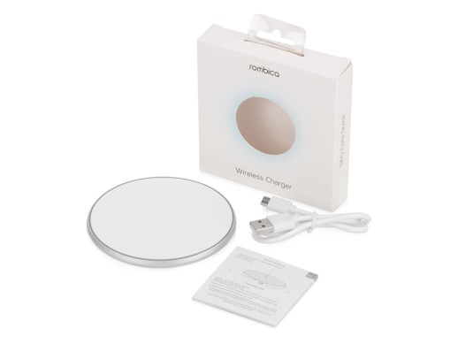 Беспроводное зарядное устройство Rombica  NEO Core Quick c быстрой зарядкой, белый с нанесением логотипа с нанесением логотипа