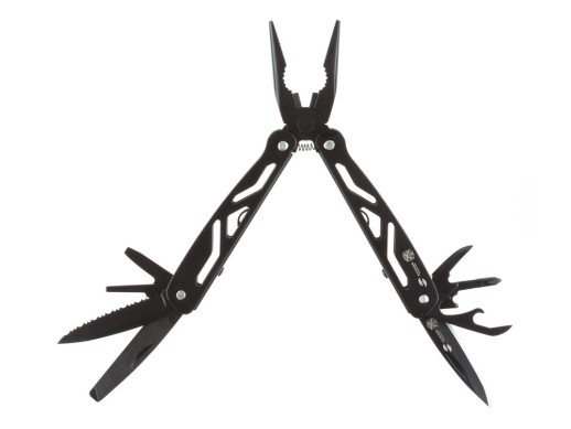 Мультитул Stinger, 100x35 мм, 12 функций, сталь/алюминий, чёрный, в комплекте нейлоновый чехол с нанесением логотипа с нанесением логотипа