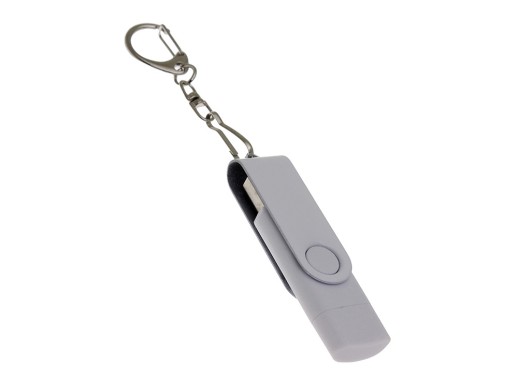 USB-флешка на 256 Гб 2 в 1 поворотный механизм, c дополнительным разъемом Type-C с одноцветным металлическим клипом, белый с нанесением логотипа с нанесением логотипа
