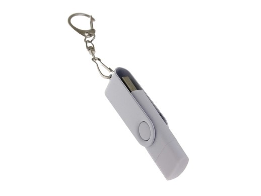 USB-флешка на 256 Гб 2 в 1 поворотный механизм, c дополнительным разъемом Type-C с одноцветным металлическим клипом, белый с нанесением логотипа с нанесением логотипа
