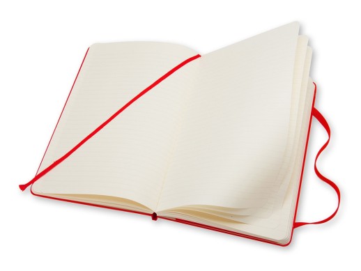 Записная книжка Moleskine Classic (в линейку) в твердой обложке, Large (13х21см), красный с нанесением логотипа с нанесением логотипа