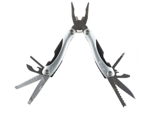 Мультитул Stinger, 100x50 мм, 15 функций, сталь/алюминий/пластик, серебристый, в нейлоновом чехле с нанесением логотипа с нанесением логотипа