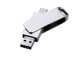 USB 3.0-флешка на 32 Гб поворотный механизм, c дополнительным разъемом Micro USB с одноцветным металлическим клипом с нанесением логотипа с нанесением логотипа