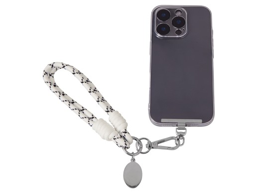 Брелок-браслет Bohemian c металлическим держателем для телефона, бело-черный