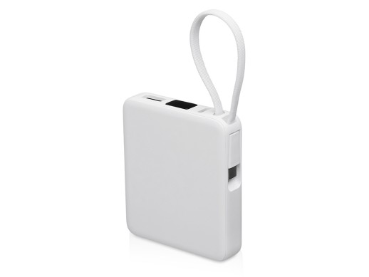 Внешний аккумулятор со встроенным кабелем USB-C Дэнси, 5000 мАч, белый