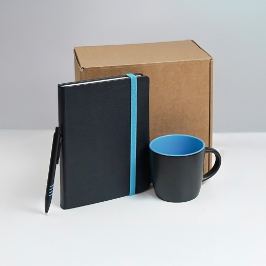 Набор подарочный HYPER: кружка, ежедневник, ручка; черный/голубой ,   39533/35/22