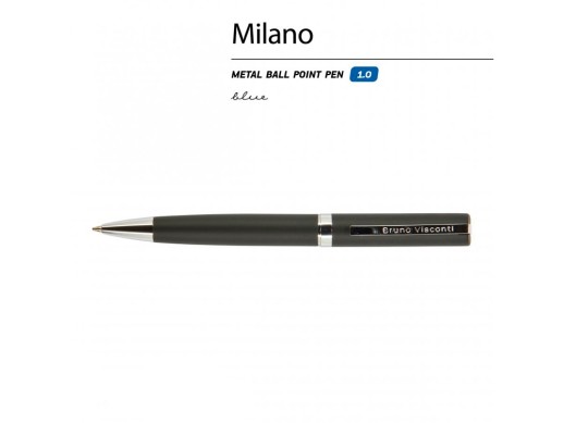 Ручка шариковая автоматическая BrunoVisconti® MILANO цвет корпуса черный, 1 мм с нанесением логотипа с нанесением логотипа