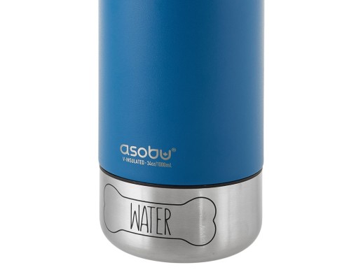 Вакуумный термос Buddy 3-в-1 со съемными мисками для питомцев, 1000 мл, синий с гравировкой с нанесением логотипа с нанесением логотипа