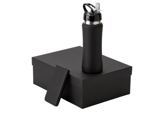 Подарочный набор с бутылкой для воды и повербанком С2, 10000 mAh, черный