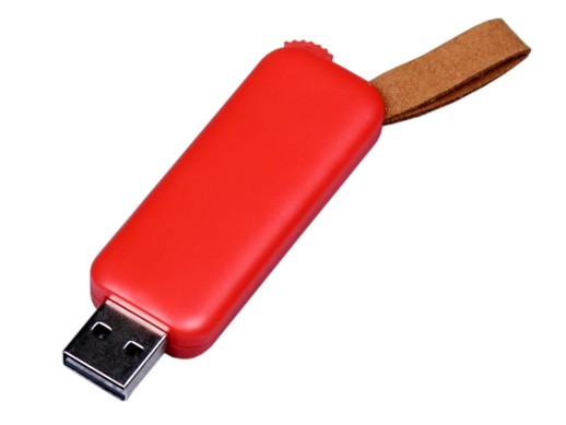 USB-флешка промо на 32 Гб прямоугольной формы, выдвижной механизм, красный с нанесением логотипа с нанесением логотипа