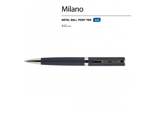 Ручка шариковая автоматическая BrunoVisconti® MILANO цвет корпуса синий, 1 мм с нанесением логотипа с нанесением логотипа