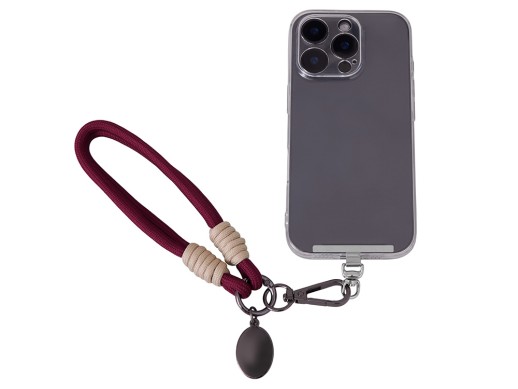 Брелок-браслет Bohemian c металлическим держателем для телефона, бургунди