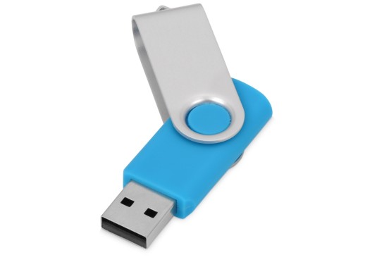 Флеш-карта USB 2.0 16 ГБ Квебек, голубой с нанесением логотипа с нанесением логотипа