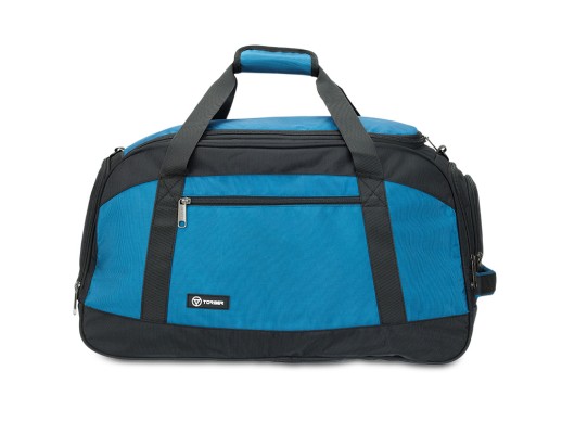 Сумка спортивная TORBER, синий/черный, полиэстер, 52 х 25 х 30 см с нанесением логотипа с нанесением логотипа