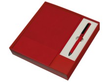Набор блокнот в гибкой обложке А5 и металлическая шариковая ручка Nabokov, красный
