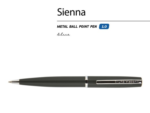Ручка металлическая шариковая Sienna, софт-тач, 1.0 мм, черная
