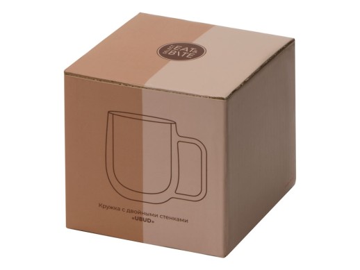 Цветная кружка Ubud с двойными стенками, черный с нанесением логотипа с нанесением логотипа