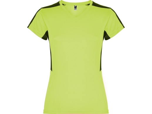 Футболка Suzuka женская, лаймовый пунш/черный с нанесением логотипа с нанесением логотипа