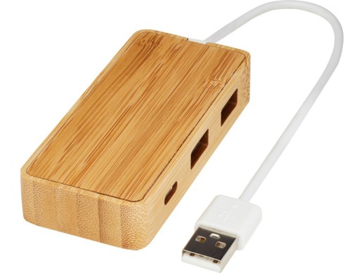 USB-концентратор Tapas из бамбука, натуральный с нанесением логотипа с нанесением логотипа