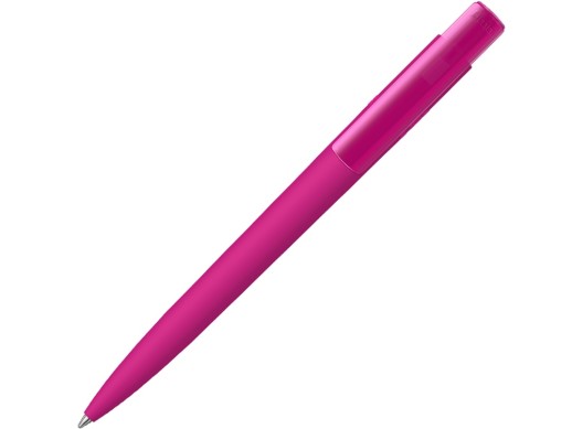 Шариковая ручка RECYCLED PET PEN PRO K transparent GUM soft-touch, розовый с нанесением логотипа с нанесением логотипа