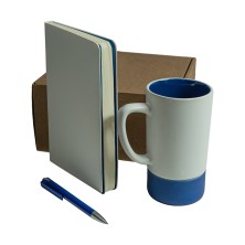 Набор подарочный ARTKITS: ежедневник, ручка, кружка с цветным дном, стружка, коробка, синий   39514/24