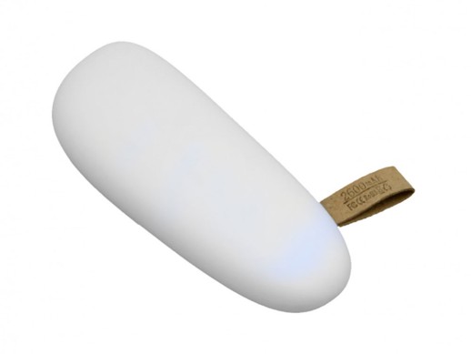 PB_Small_stone Универсальное зарядное устройство power bank в форме камня. 2600MAH. Белый с нанесением логотипа с нанесением логотипа